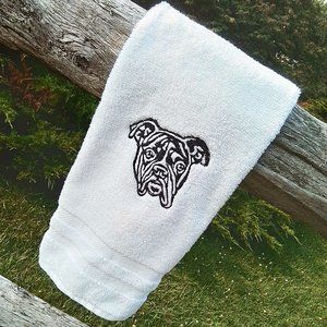 BOXER hand towel - Embroidered BOXER white hand towel - Gift for Boxer owner